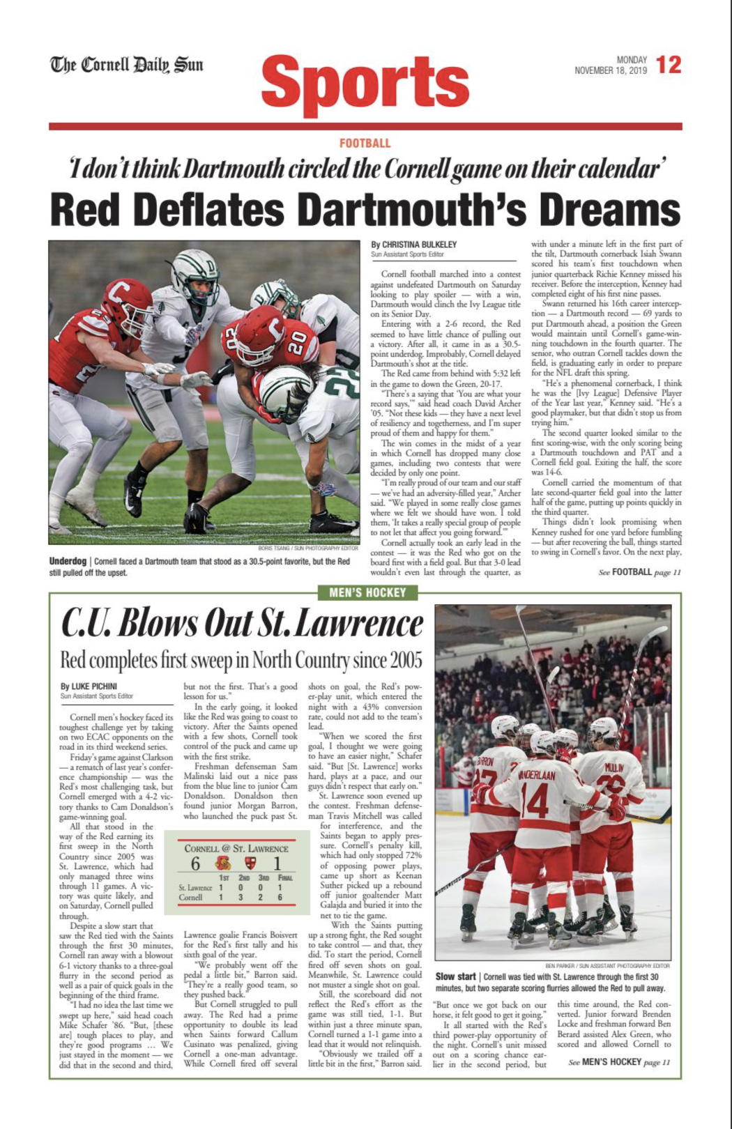 The Sun’s Top 15 Sports Pages of 2019 - The Cornell Daily Sun